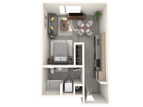 Floor plan for studio, 1 bath, 515 sqft